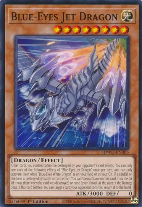 Blue-Eyes Jet Dragon SDWD-EN006 Yu-Gi-Oh card from Structure Deck: Blue-Eyes White Destiny