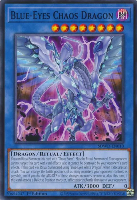 Blue-Eyes Chaos Dragon SDWD-EN010 Yu-Gi-Oh card from Structure Deck: Blue-Eyes White Destiny