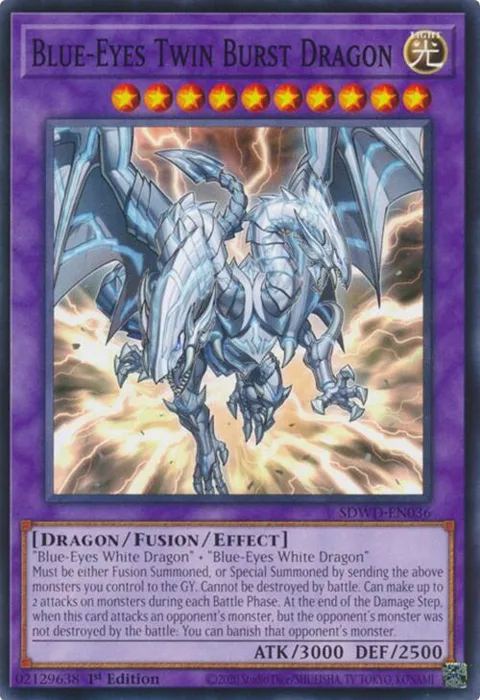 Blue-Eyes Twin Burst Dragon SDWD-EN036 Yu-Gi-Oh card from Structure Deck: Blue-Eyes White Destiny
