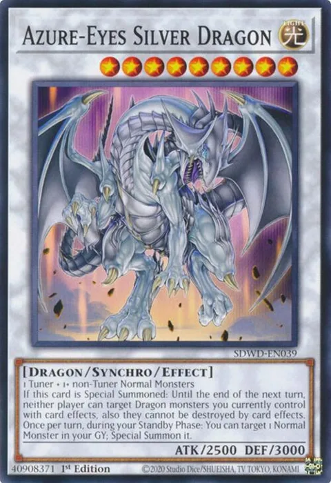 Azure-Eyes Silver Dragon SDWD-EN039 Yu-Gi-Oh card from Structure Deck: Blue-Eyes White Destiny