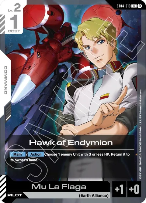 Hawk of Endymion ST04-013 GD01_b Gundam card from Edition Beta