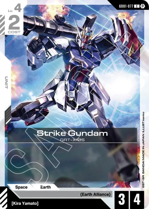 Strike Gundam GD01-077 GD01_b Gundam card from Edition Beta