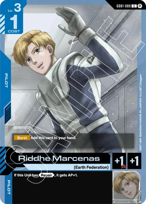 Riddhe Marcenas GD01-089 GD01_b Gundam card from Edition Beta