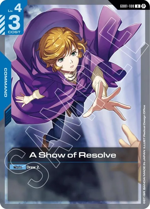 A Show of Resolve GD01-100 GD01_b Gundam card from Edition Beta