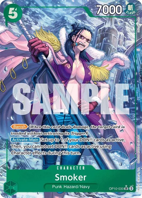 Smoker Alt Art OP10-030 One Piece card from Royal Blood