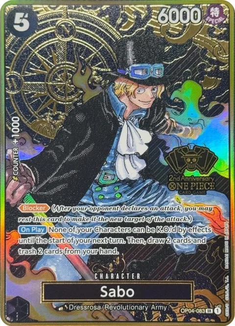 Sabo One Piece Japanese Version 2nd Anniversary Set OP04-083 One Piece card from One Piece Promotion Cards