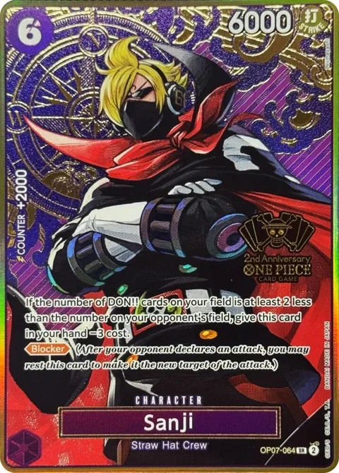 Sanji One Piece Japanese Version 2nd Anniversary Set OP07-064 One Piece card from One Piece Promotion Cards