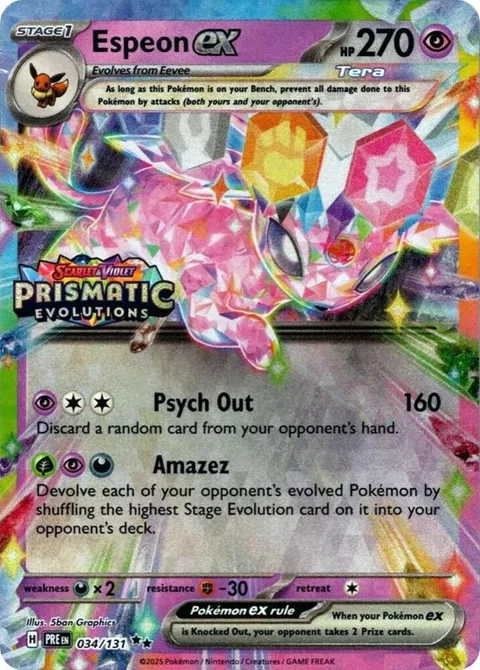 Espeon ex - 034/131 Prismatic Evolutions Stamp #034/131 Holofoil Pokémon card from Miscellaneous Cards & Products