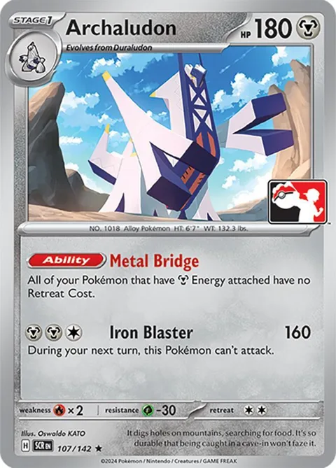 Archaludon #107/142 Pokémon card from Prize Pack Series Cards