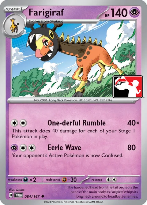 Farigiraf #084/167 Pokémon card from Prize Pack Series Cards
