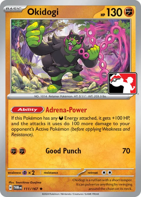 Okidogi #111/167 Pokémon card from Prize Pack Series Cards
