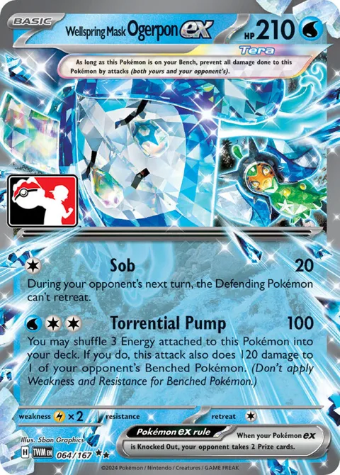 Wellspring Mask Ogerpon ex #064/167 Holofoil Pokémon card from Prize Pack Series Cards
