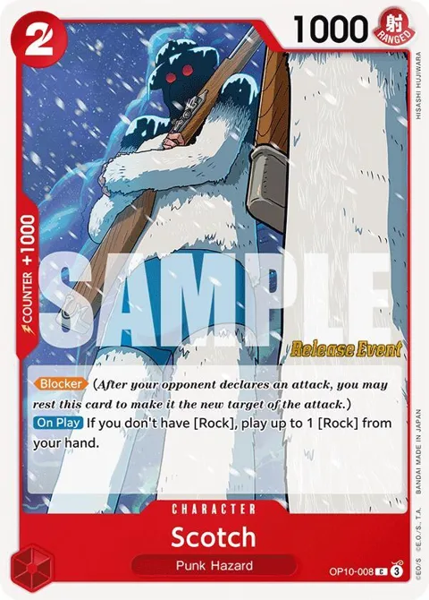 Scotch OP10-008 Pre-Release One Piece card from Royal Blood Release Event Cards