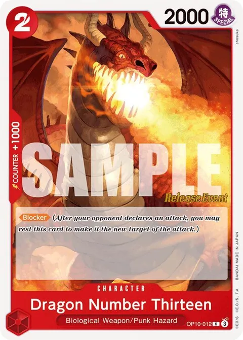 Dragon Number Thirteen OP10-012 Pre-Release One Piece card from Royal Blood Release Event Cards