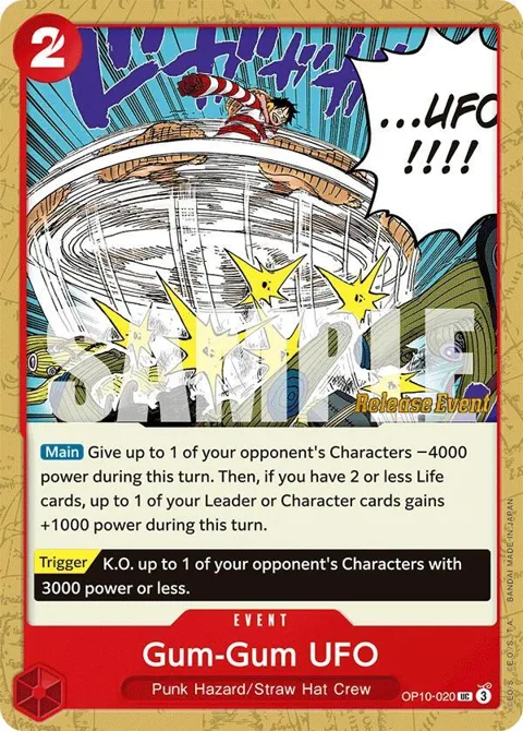 Gum-Gum UFO OP10-020 Pre-Release One Piece card from Royal Blood Release Event Cards