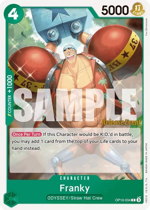 Franky OP10-034 Pre-Release One Piece card from Royal Blood Release Event Cards