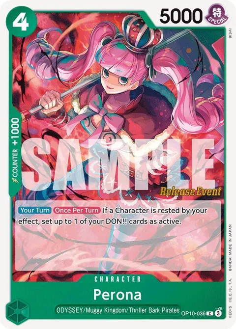 Perona OP10-036 Pre-Release One Piece card from Royal Blood Release Event Cards