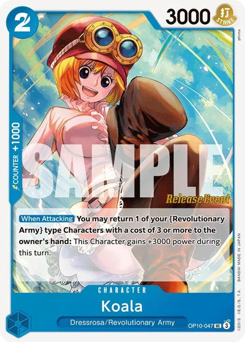 Koala OP10-047 Pre-Release One Piece card from Royal Blood Release Event Cards