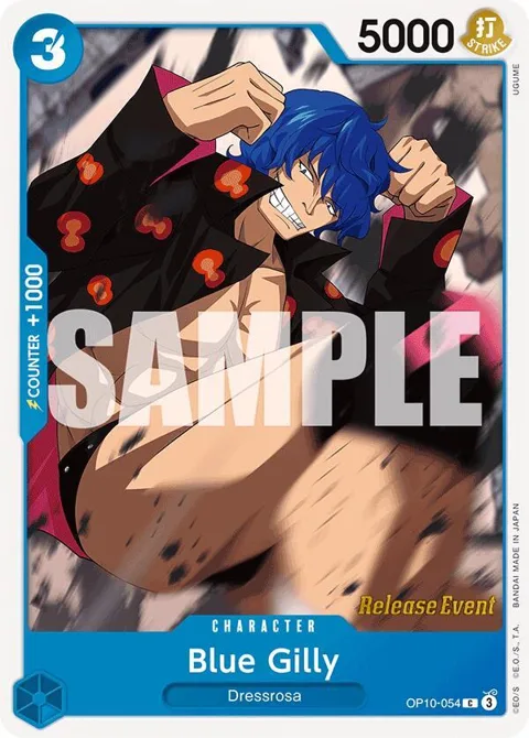 Blue Gilly OP10-054 Pre-Release One Piece card from Royal Blood Release Event Cards
