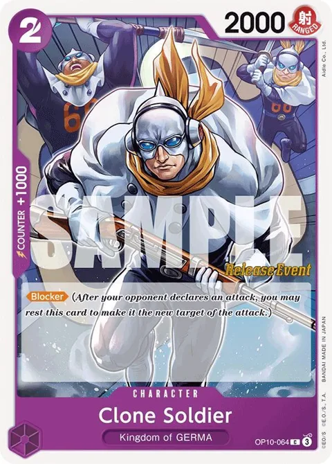 Clone Soldier OP10-064 Pre-Release One Piece card from Royal Blood Release Event Cards
