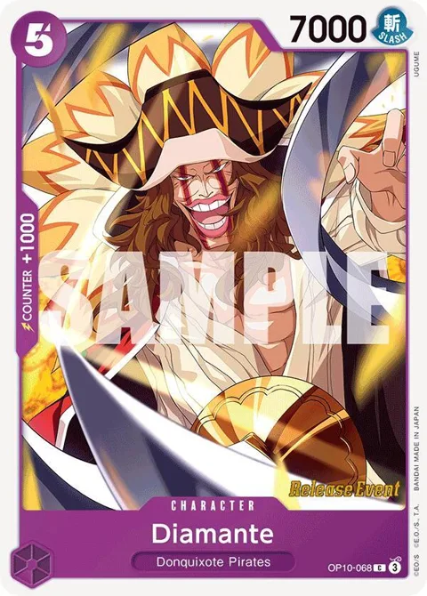 Diamante OP10-068 Pre-Release One Piece card from Royal Blood Release Event Cards