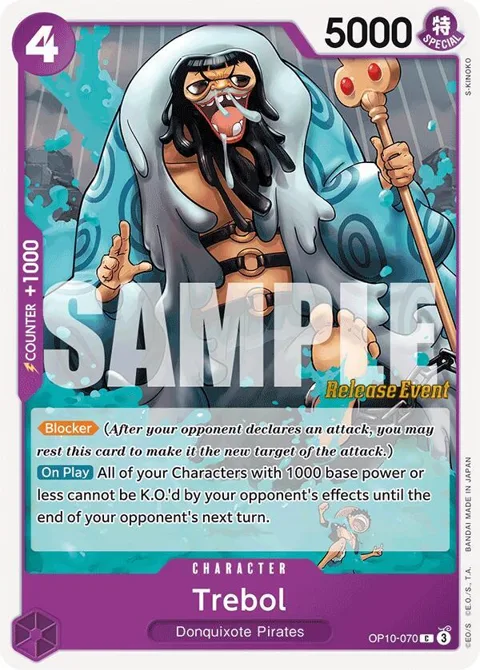 Trebol OP10-070 Pre-Release One Piece card from Royal Blood Release Event Cards