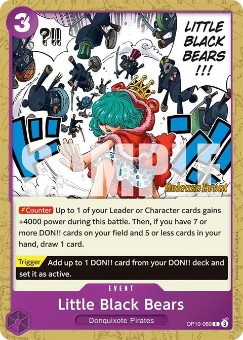 Little Black Bears OP10-080 Pre-Release One Piece card from Royal Blood Release Event Cards