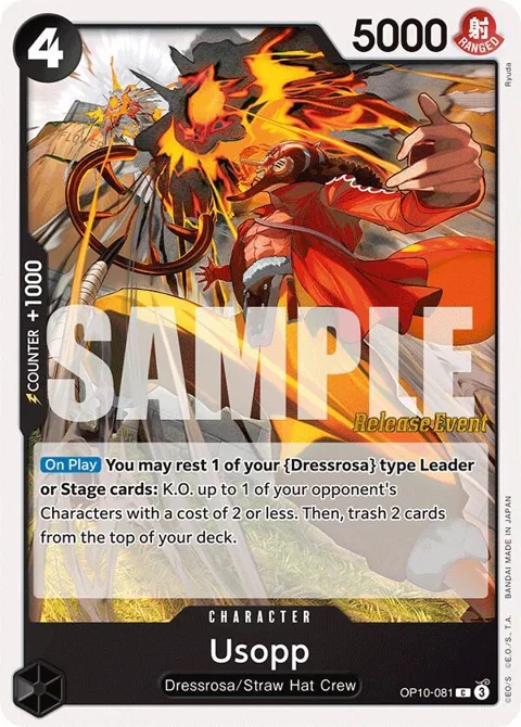 Usopp OP10-081 Pre-Release One Piece card from Royal Blood Release Event Cards