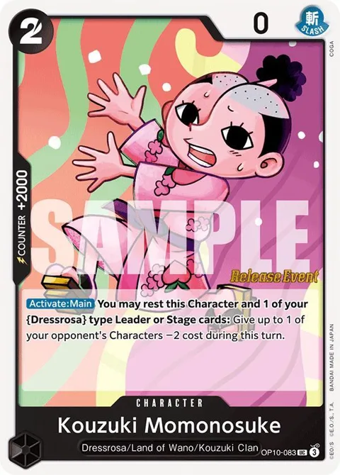 Kouzuki Momonosuke OP10-083 Pre-Release One Piece card from Royal Blood Release Event Cards