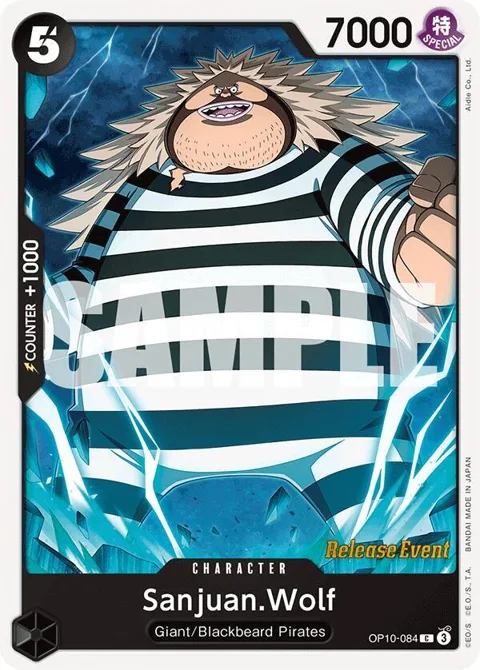 Sanjuan.Wolf OP10-084 Pre-Release One Piece card from Royal Blood Release Event Cards