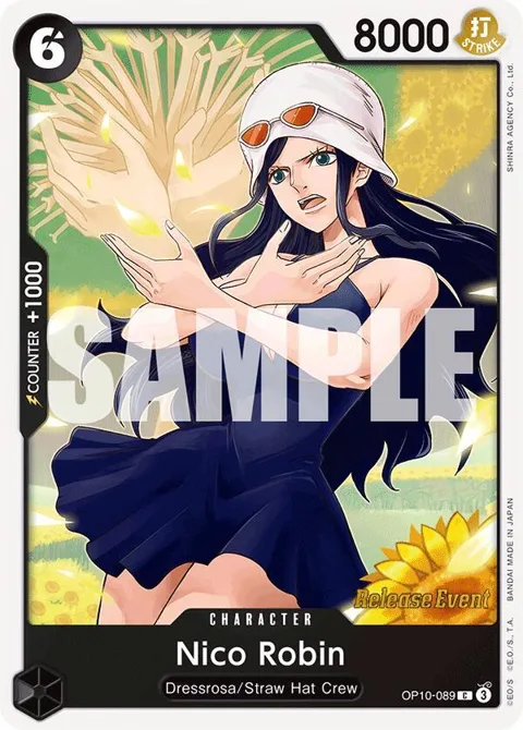 Nico Robin OP10-089 Pre-Release One Piece card from Royal Blood Release Event Cards