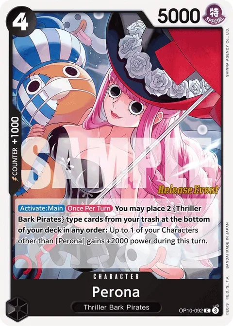 Perona OP10-092 Pre-Release One Piece card from Royal Blood Release Event Cards