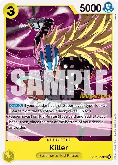 Killer OP10-106 Pre-Release One Piece card from Royal Blood Release Event Cards