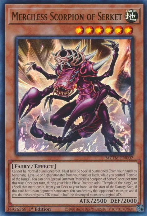 Merciless Scorpion of Serket MZTM-EN002 Yu-Gi-Oh card from Maze of the Master