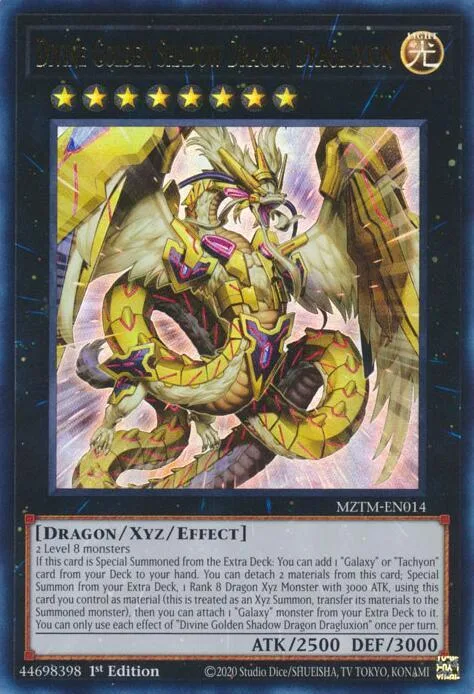 Divine Golden Shadow Dragon Dragluxion MZTM-EN014 Yu-Gi-Oh card from Maze of the Master