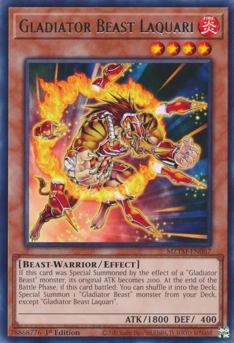 Gladiator Beast Laquari MZTM-EN067 Yu-Gi-Oh card from Maze of the Master