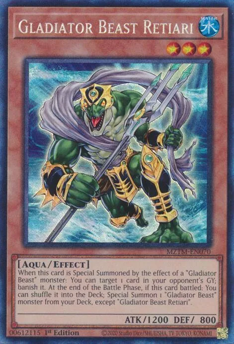 Gladiator Beast Retiari Collector's Rare MZTM-EN070 Yu-Gi-Oh card from Maze of the Master