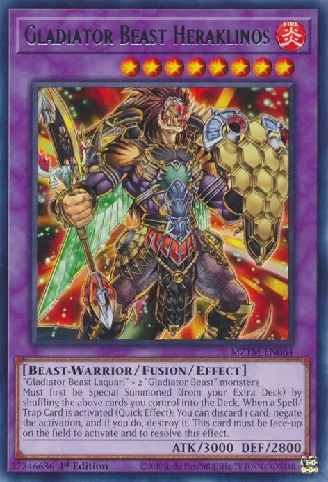 Gladiator Beast Heraklinos MZTM-EN084 Yu-Gi-Oh card from Maze of the Master