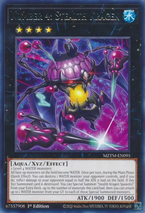 Number 4: Stealth Kragen MZTM-EN095 Yu-Gi-Oh card from Maze of the Master