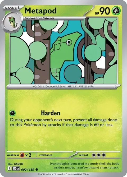 Metapod #002/159 Reverse Holofoil Pokémon card from Journey Together