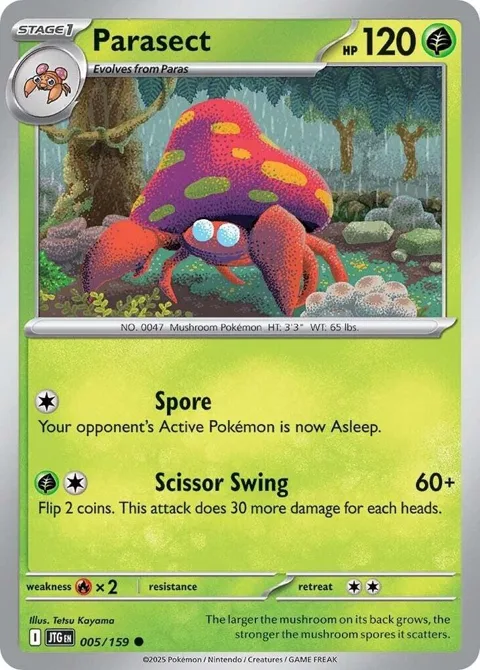 Parasect #005/159 Reverse Holofoil Pokémon card from Journey Together