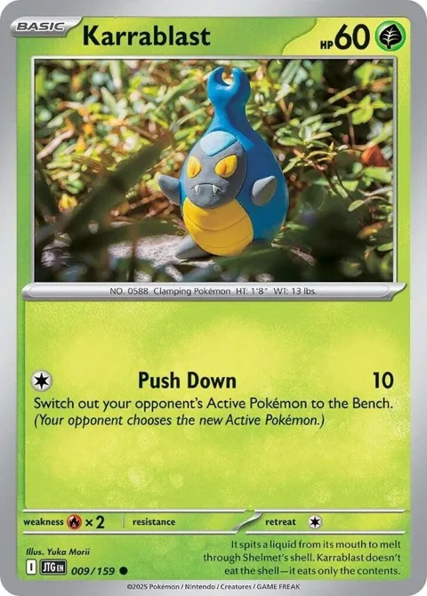 Karrablast #009/159 Reverse Holofoil Pokémon card from Journey Together