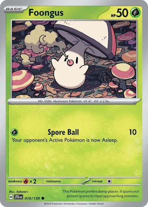 Foongus #010/159 Reverse Holofoil Pokémon card from Journey Together