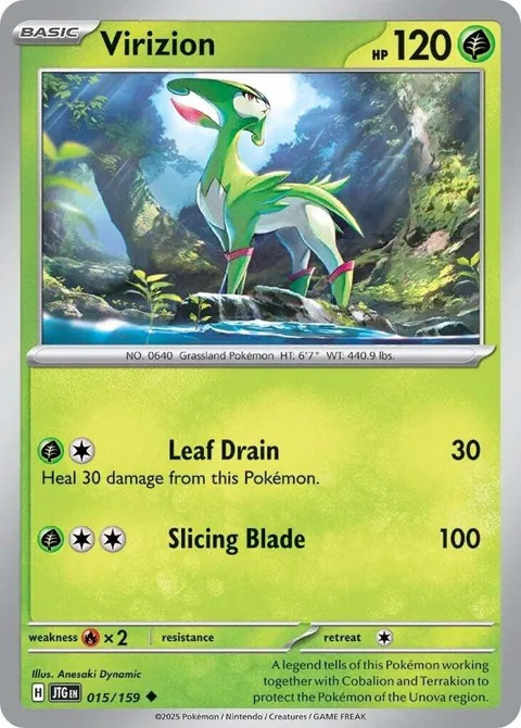 Virizion #015/159 Reverse Holofoil Pokémon card from Journey Together