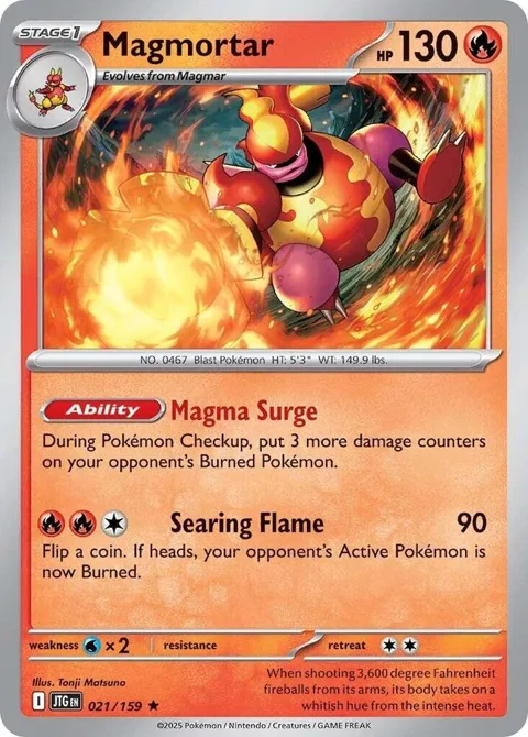 Magmortar #021/159 Reverse Holofoil Pokémon card from Journey Together