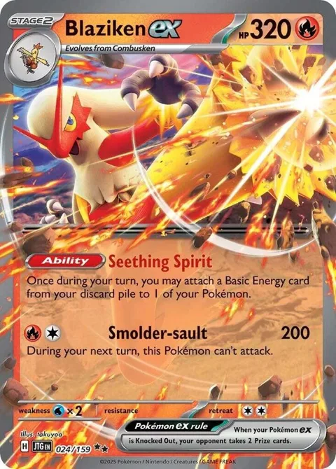 Blaziken ex #024/159 Holofoil Pokémon card from Journey Together