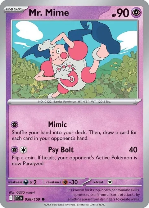 Mr. Mime #058/159 Pokémon card from Journey Together