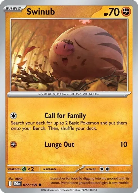 Swinub #077/159 Reverse Holofoil Pokémon card from Journey Together