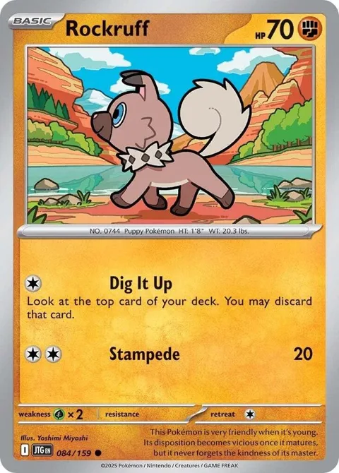 Rockruff #084/159 Reverse Holofoil Pokémon card from Journey Together