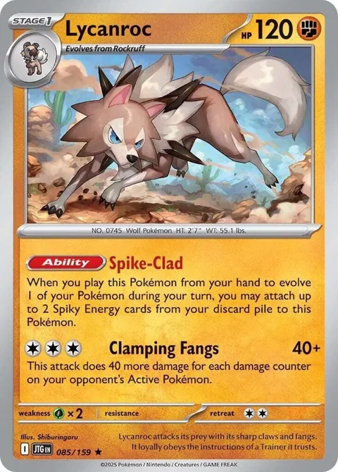 Lycanroc #085/159 Reverse Holofoil Pokémon card from Journey Together